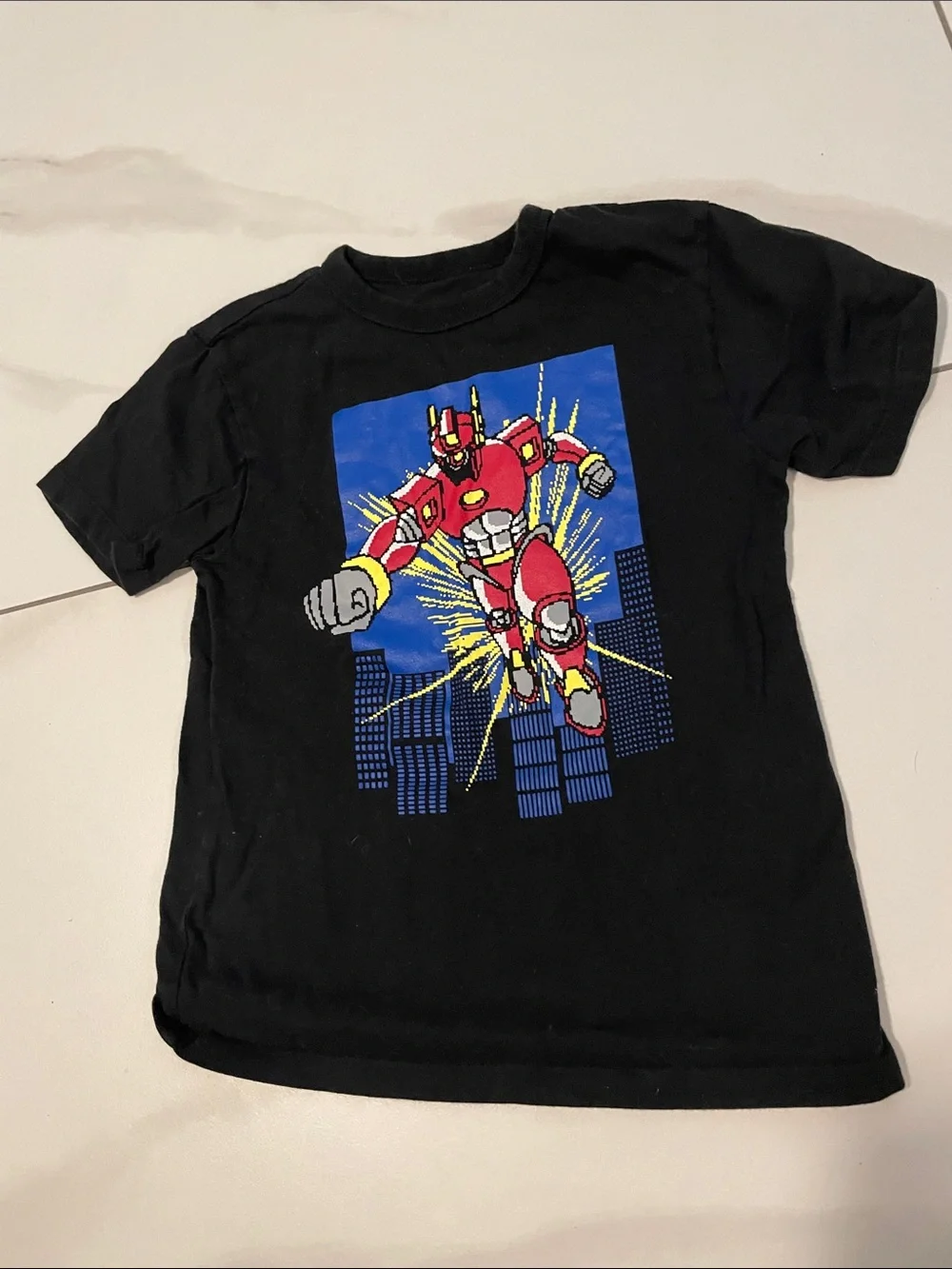 3/$15 - Black Short Sleeve Tee with Red Robot